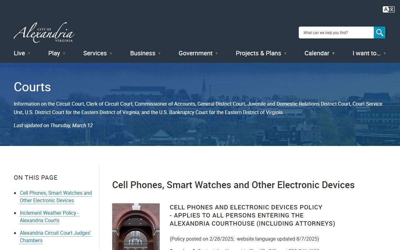 Alexandria Circuit Court Clerk inmate population case records