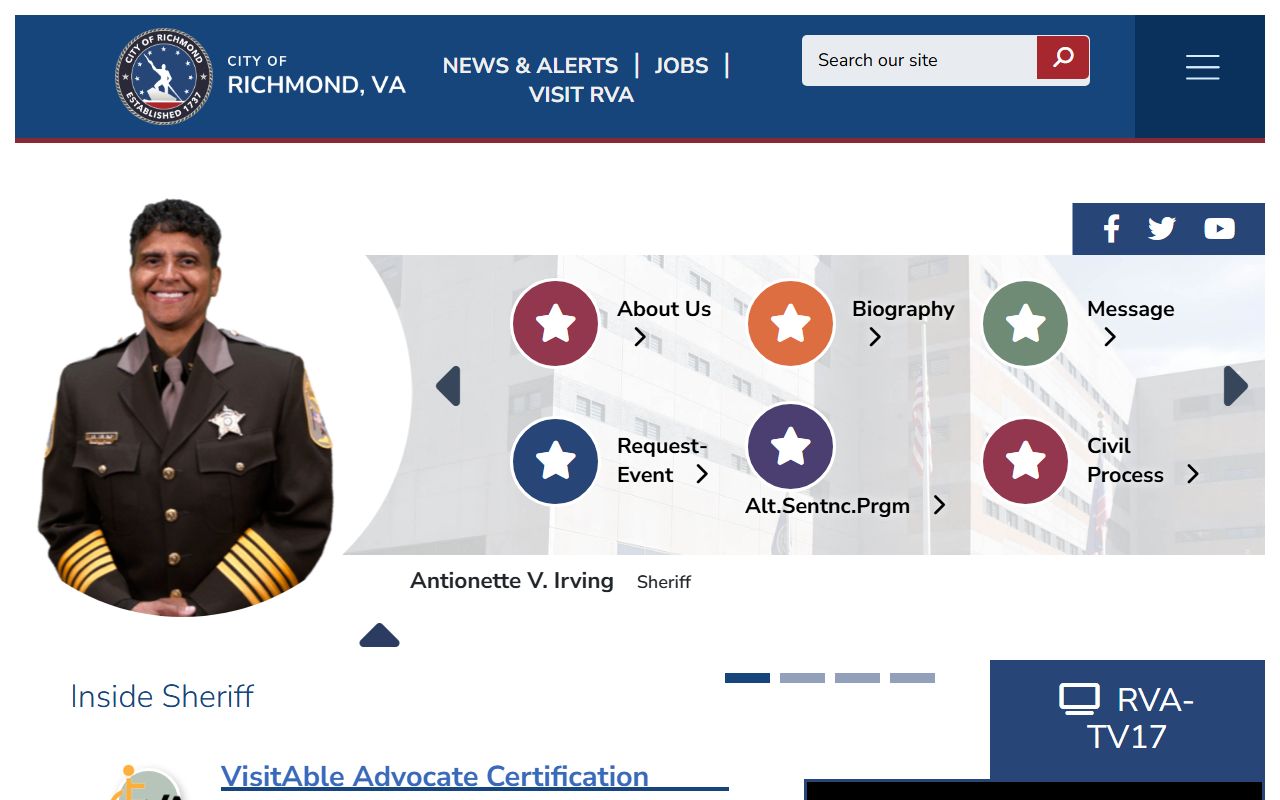 Richmond Sheriff's Office inmate population search page