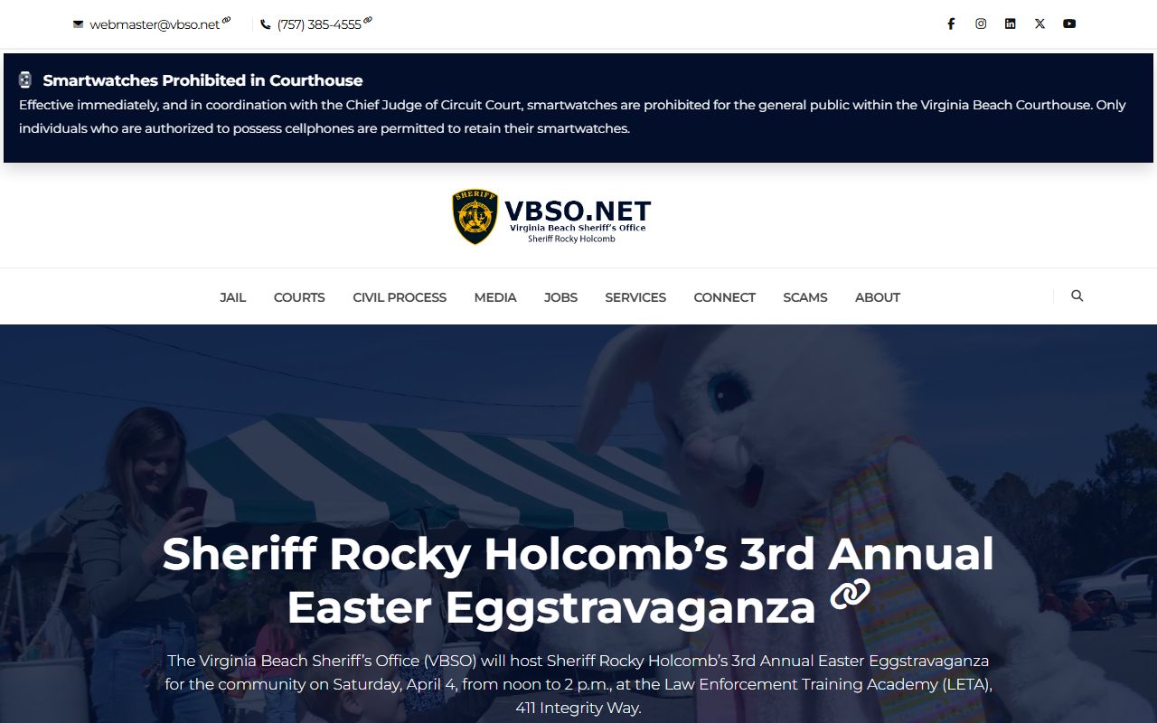 Virginia Beach Sheriff's Office inmate population homepage