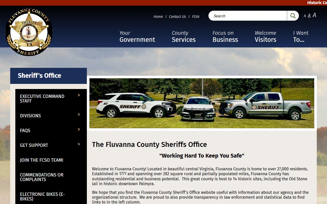 Fluvanna County Sheriff's Office inmate population records page