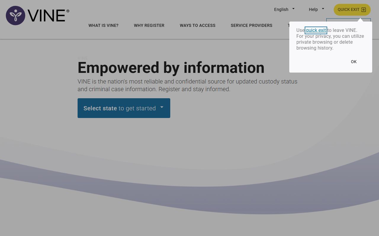 VINELink portal for Virginia inmate population custody alerts